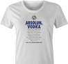 North Korean Absolute Absolun Vodka kim jong un women's white t-shirt