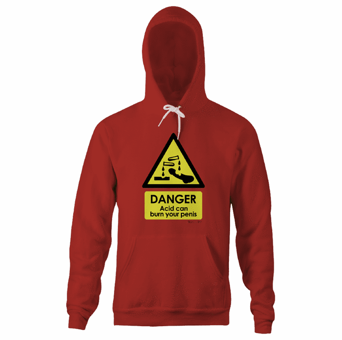 Weird acid hazard burn red hoodie