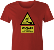 Weird acid hazard burn women's red t-shirt