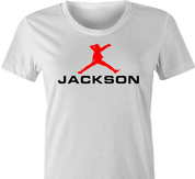 funny basketball king of pop mashup t-shirt women's white 