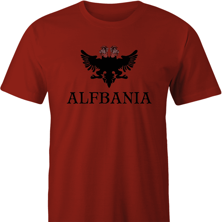 Funny Alf Albania Mashup Men's red t-shirt