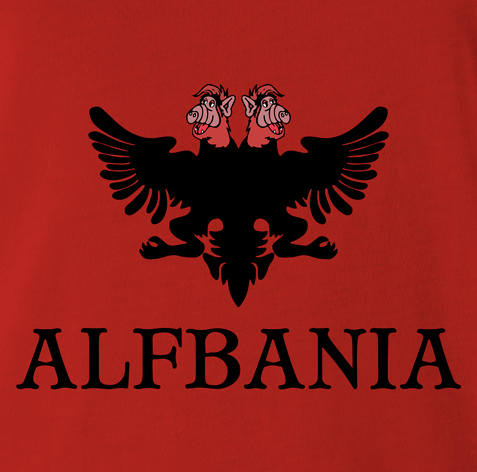 Funny Alf Albania Mashup red  t-shirt