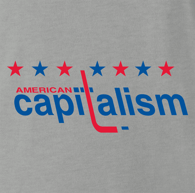 funny capitalism hockey logo t-shirt grey men's 