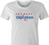 funny capitalism hockey logo t-shirt white women's 