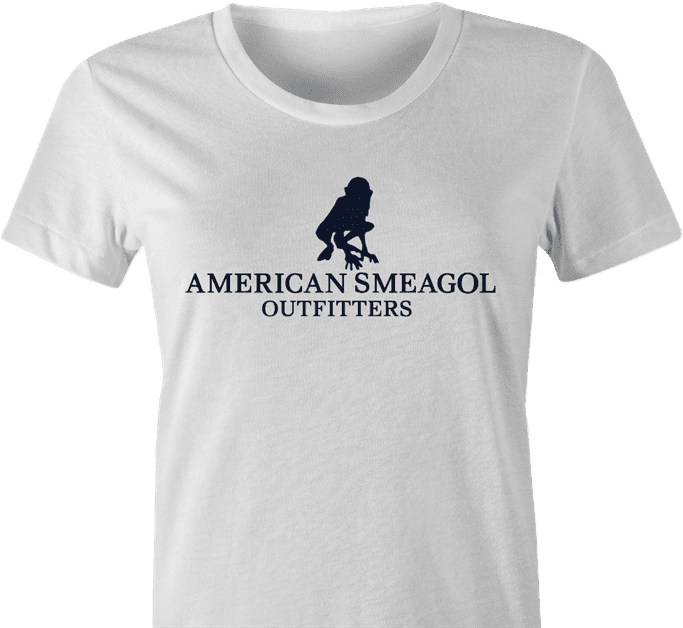Funny american smeagol lord of the rings women's white t-shirt