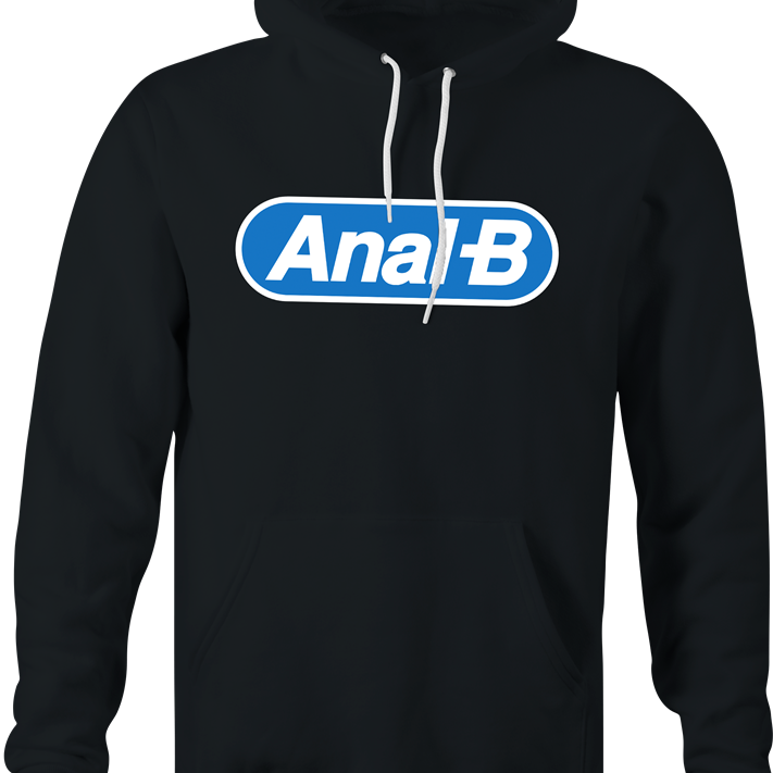 funny anal b men's black parody hoodie