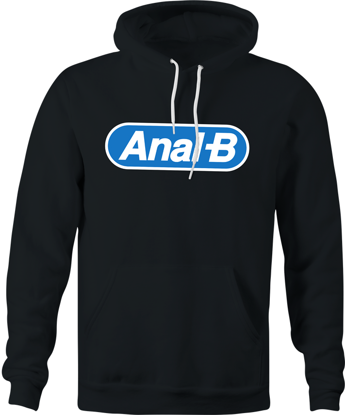funny anal b men's black parody hoodie