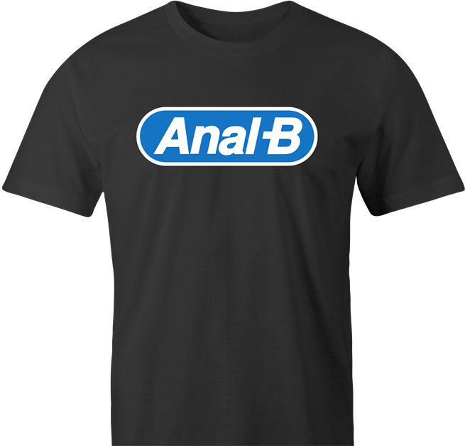 funny anal b men's black parody t-shirt 