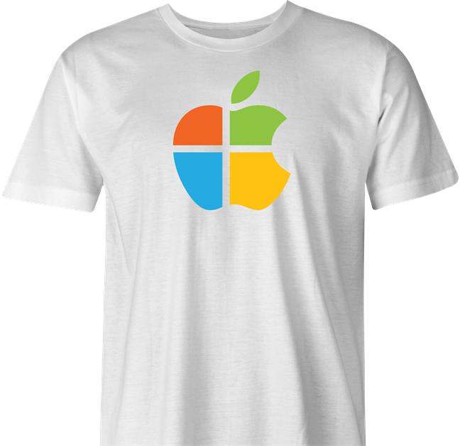 funny computer operating system mashup t-shirt men's white