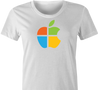 funny computer operating system mashup t-shirt women's white