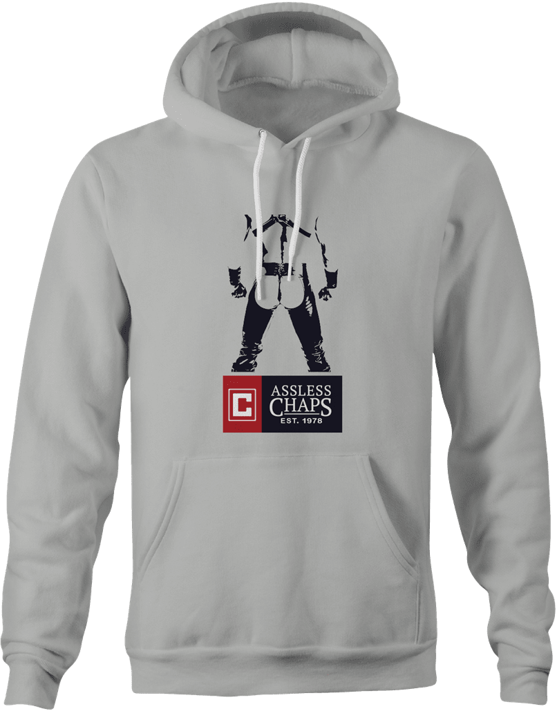 Assless Chaps Funny Parody men's hoodie white 