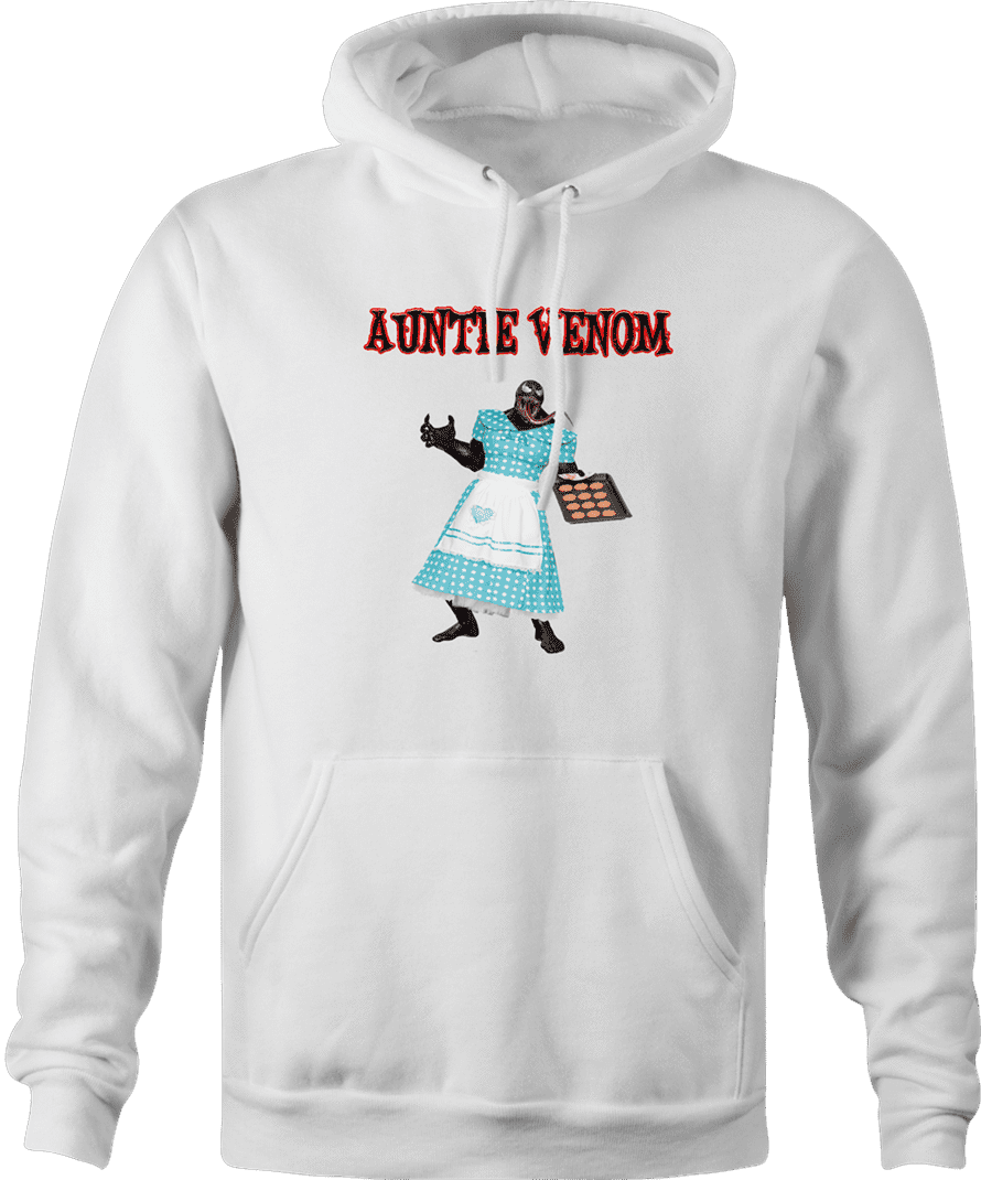 anti venom aunt may parody hoodie white men's