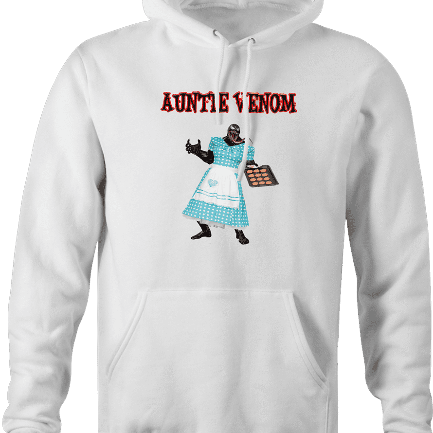 anti venom aunt may parody hoodie white men's