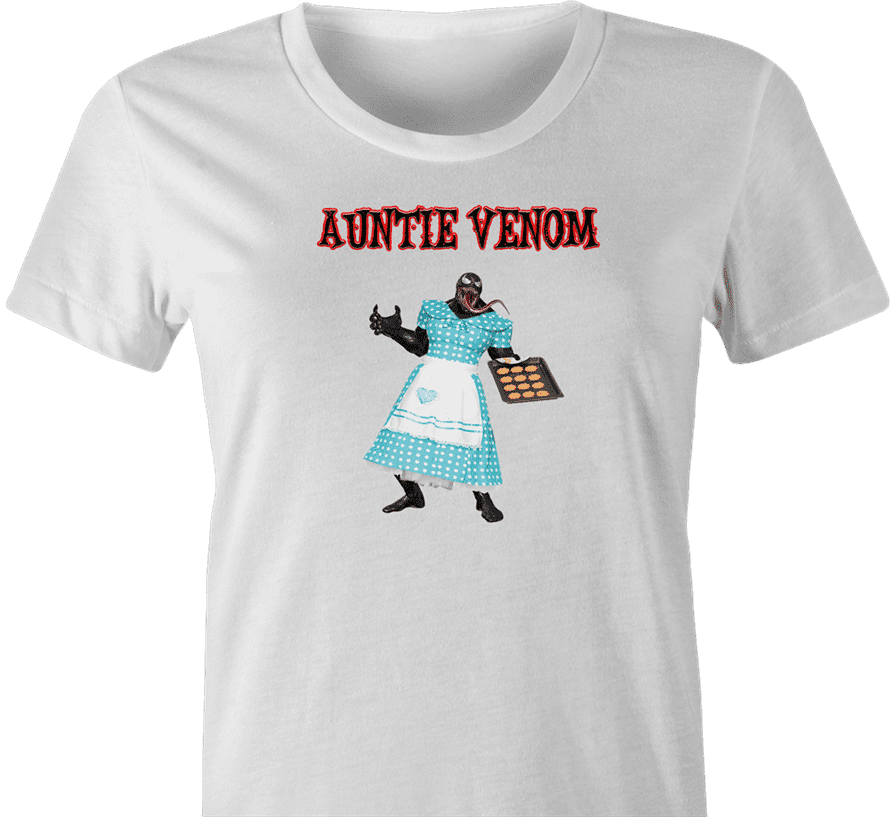 anti venom aunt may parody t-shirt white women's