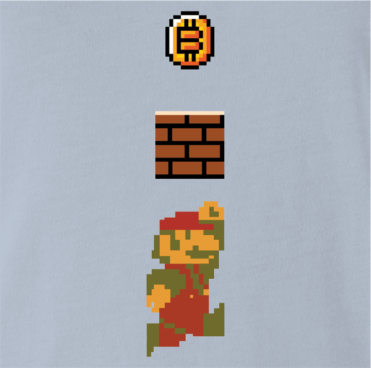 Funny BTC bitcoin gamer coin collection t-shirt men's light blue