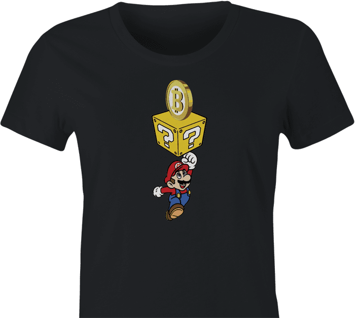 Funny BTC bitcoin  video game gamer black women's t-shirt