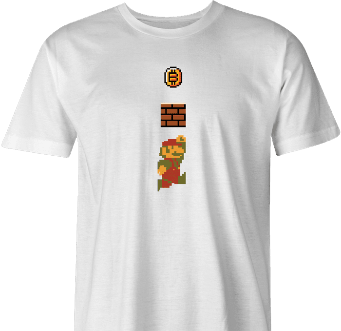 Funny BTC bitcoin gamer coin collection t-shirt men's white