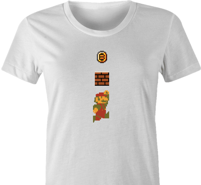 Funny BTC bitcoin gamer coin collection t-shirt women's white