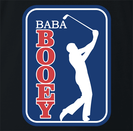 funny golfing Baba Booey men's black golf t-shirt 