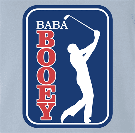 funny golfing Baba Booey men's light blue golf t-shirt 