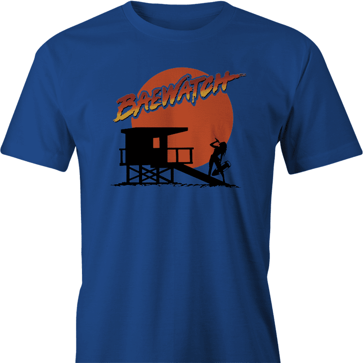 funny bae lifeguard t-shirt men's royal blue