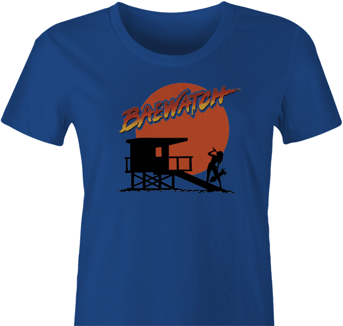 funny bae lifeguard t-shirt women's royal blue