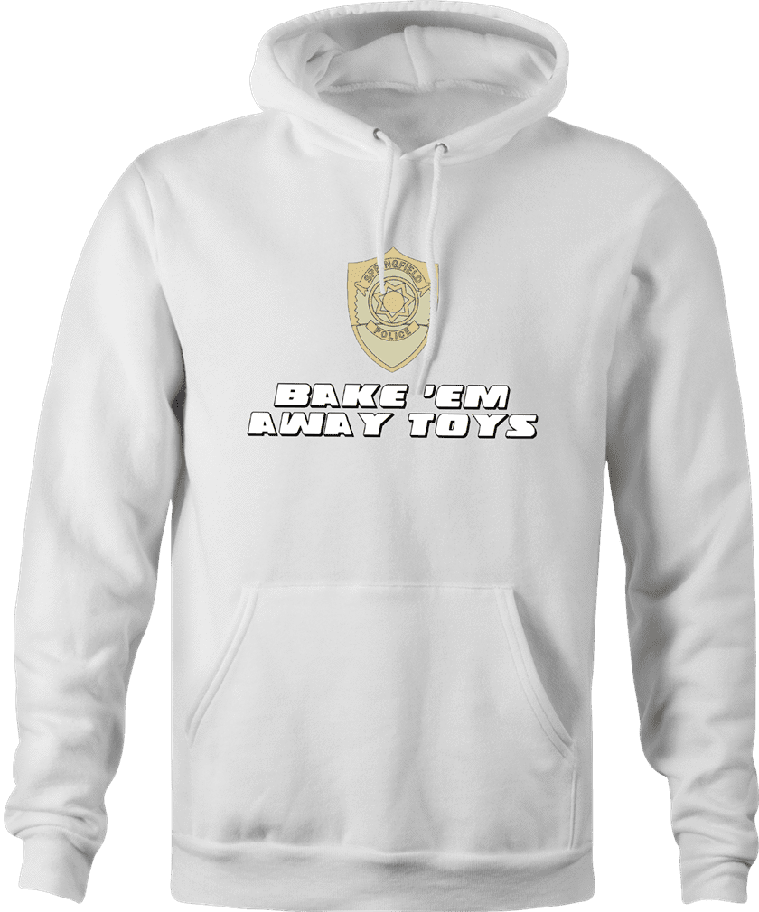 funny bake 'em away toys men's white hoodie