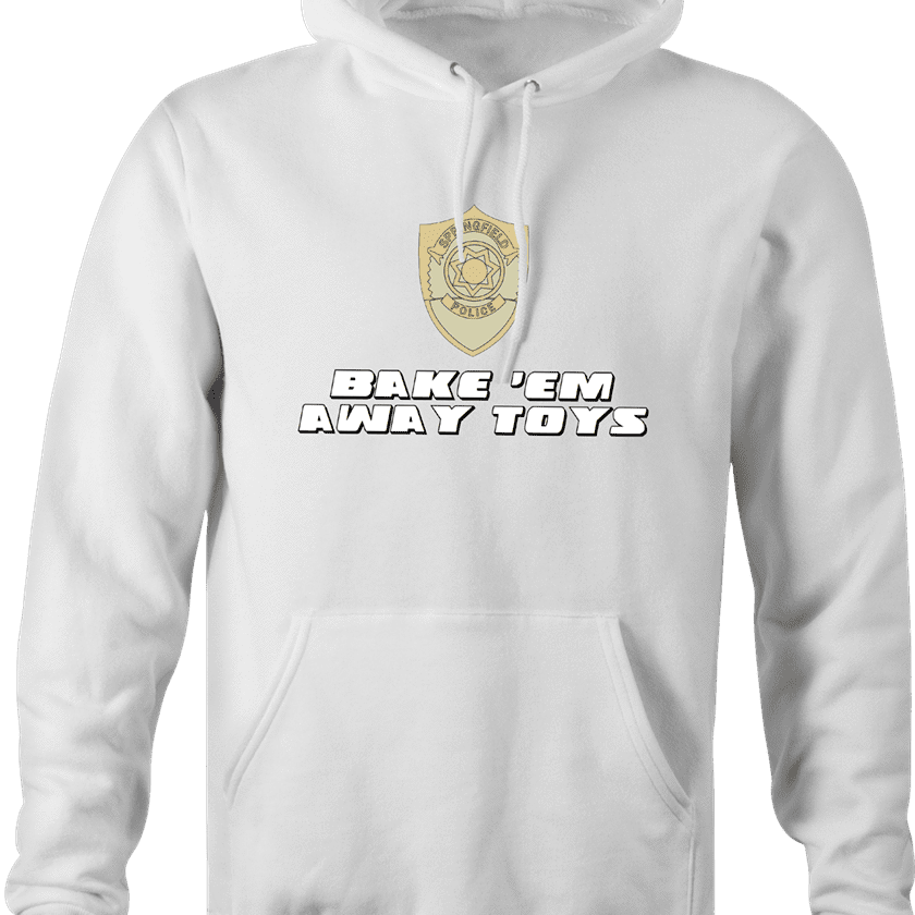 funny bake 'em away toys men's white hoodie