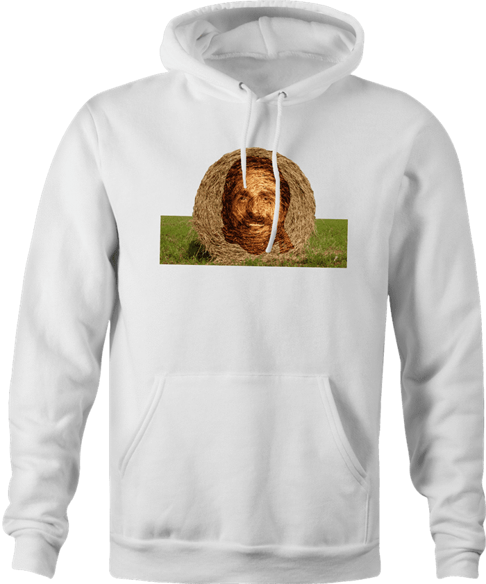 funny bale of hay hollywood actor men's white hoodie