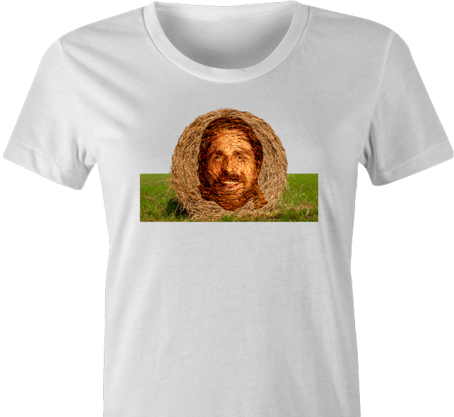funny bale of hay hollywood actor women's white t-shirt