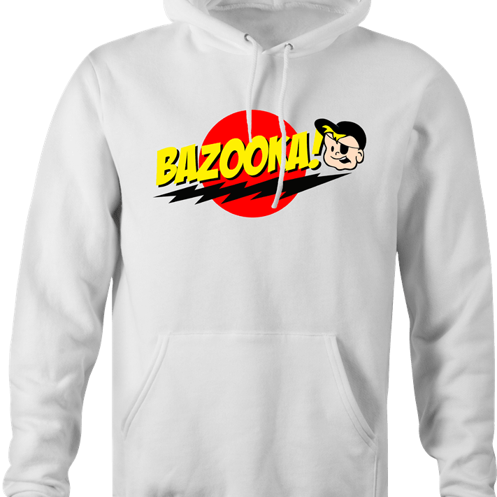 Funny Bazinga bubblegum Men's white parody hoodie