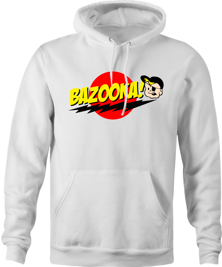 Funny Bazinga bubblegum Men's white parody hoodie