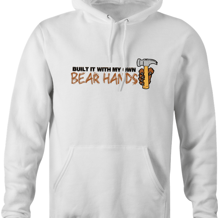 funny My own bear hands play on words parody white hoodie