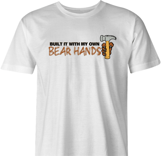 funny My own bear hands play on words parody white men's t-shirt
