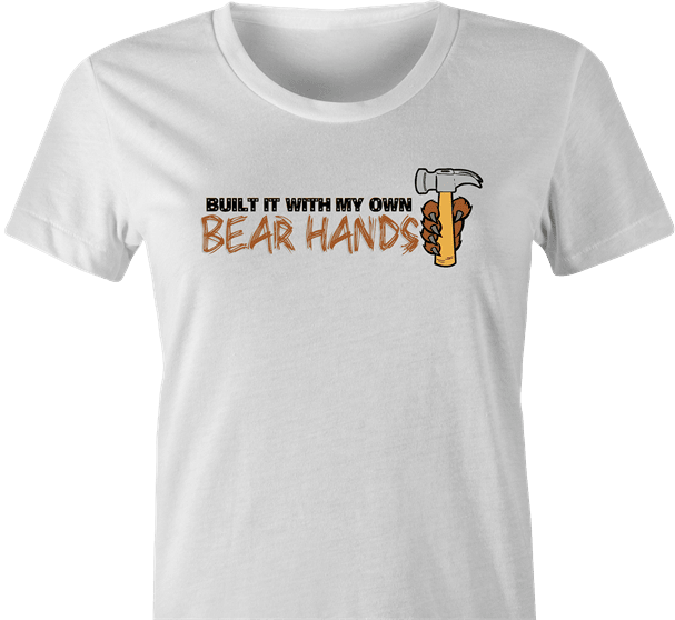 funny My own bear hands play on words parody white women's t-shirt