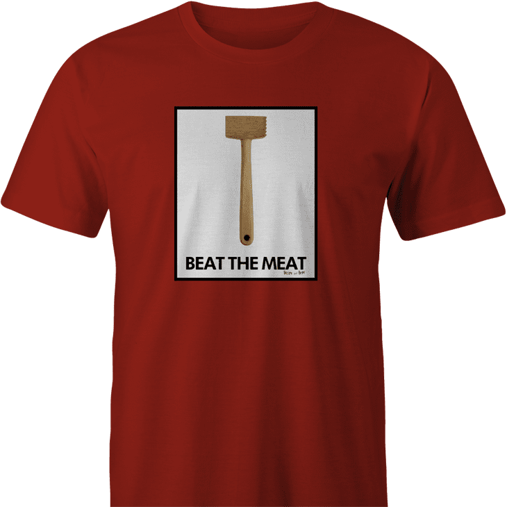 funny beat the meat play on words men's t-shirt