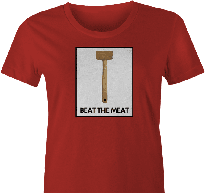 funny beat the meat play on words women's t-shirt