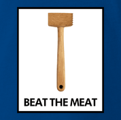 funny beat the meat play on words blue t-shirt
