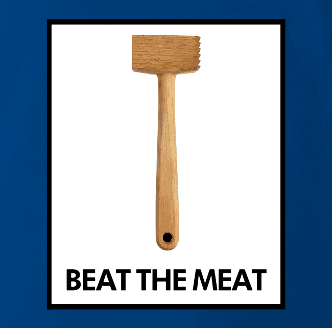funny beat the meat play on words blue t-shirt