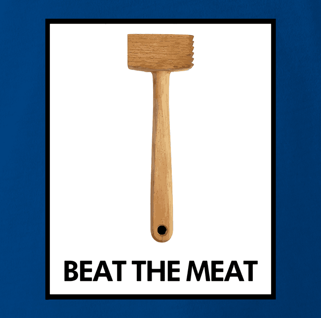 funny beat the meat play on words blue t-shirt