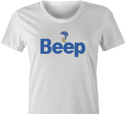 Funny Beep Road Runner Parody white women's t-shirt