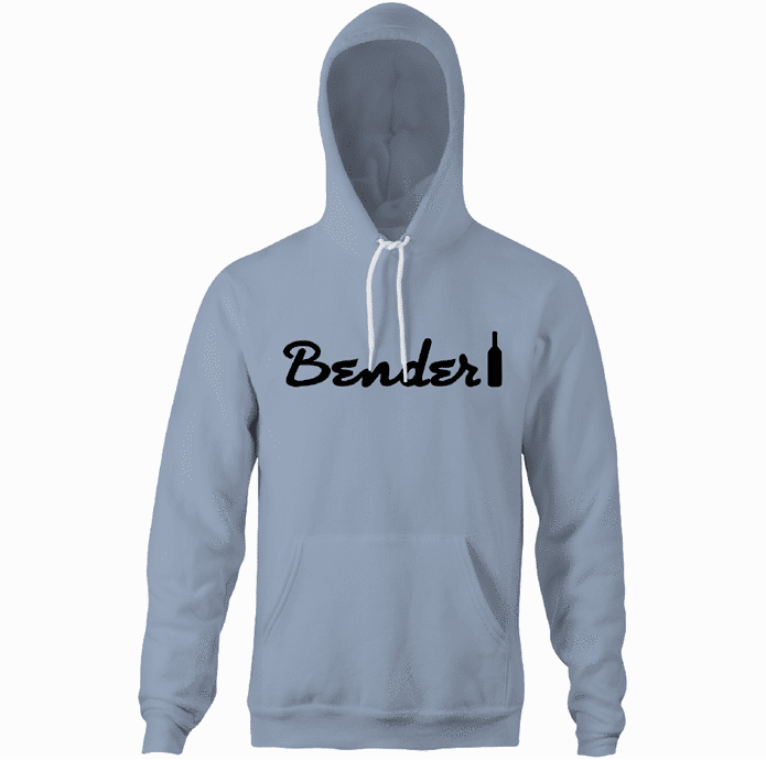 Funny drinking bender guitar logo light blue men's hoodie