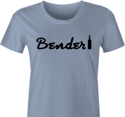 Funny drinking bender guitar logo light blue women's t-shirt
