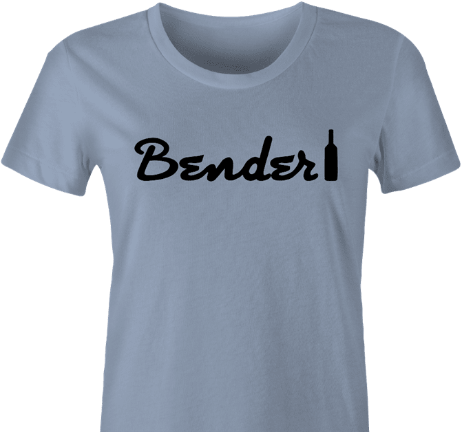Funny drinking bender guitar logo light blue women's t-shirt