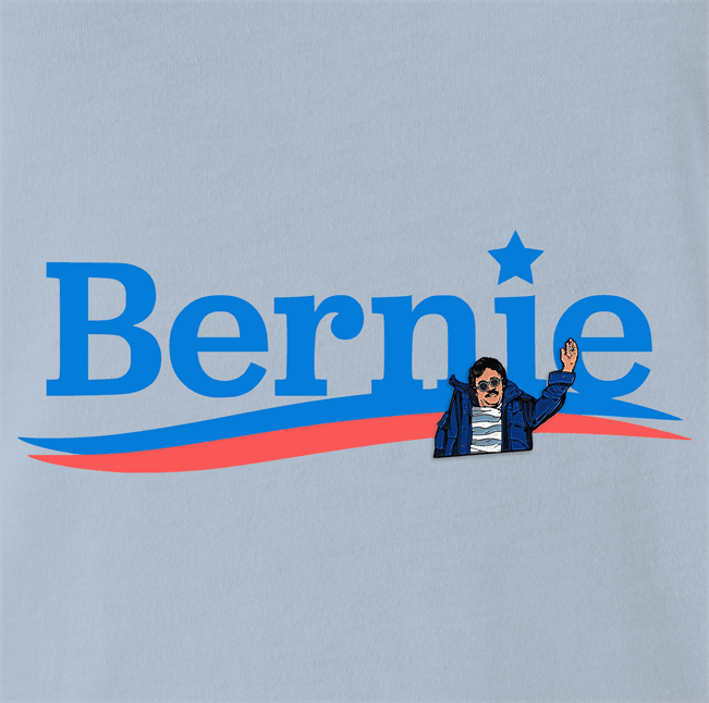 funny bernie sanders logo parody t-shirt men's light blue 
