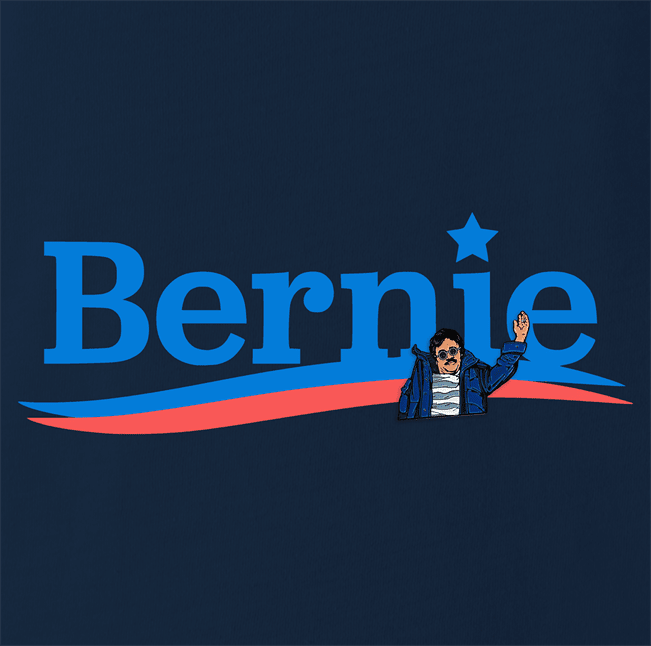 funny bernie sanders logo parody t-shirt men's navy blue