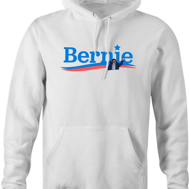 funny bernie sanders logo parody hoodie men's white 