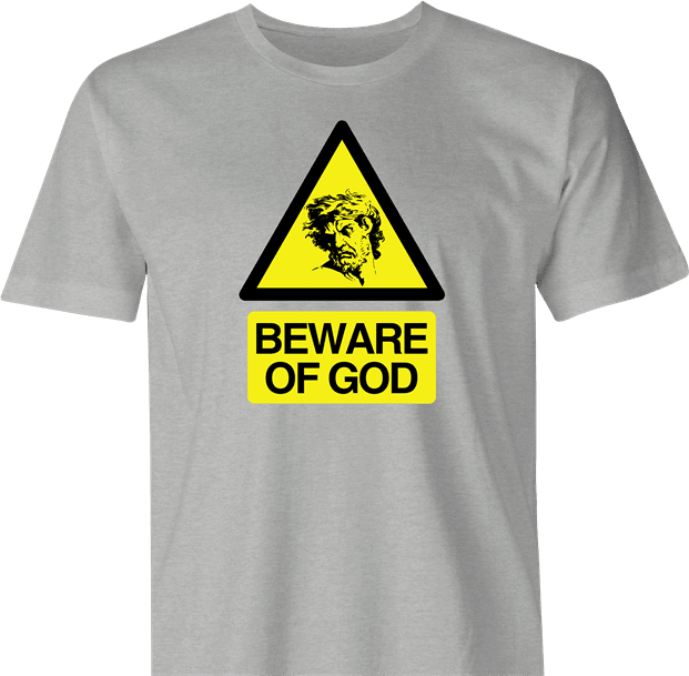 Funny Beware of God Warning Sign Parody Men's T-Shirt