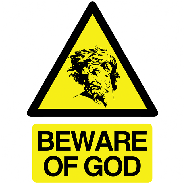 Funny Beware of God Warning Sign Parody White Tee