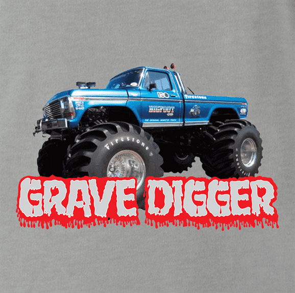 funny misspelled monster truck t-shirt men's grey